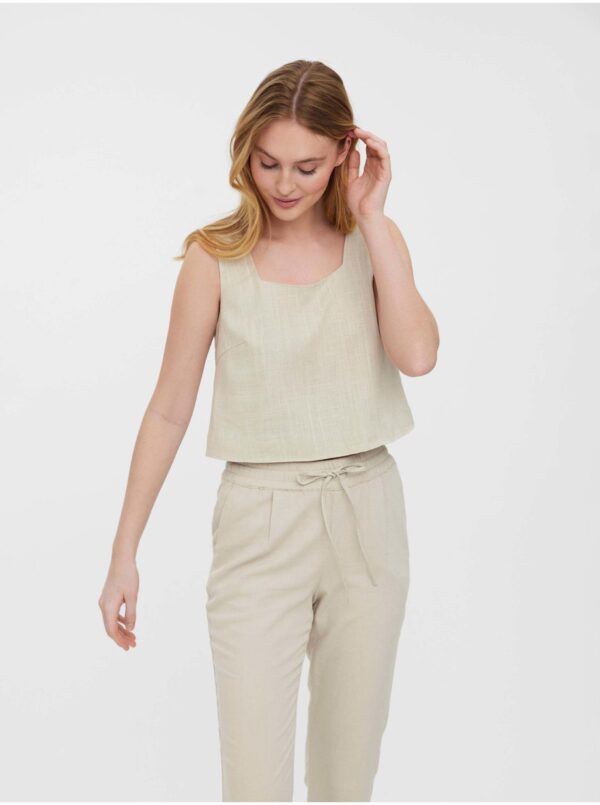 Beige loose cropped tank top VERO MODA Josie - Women