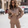 Beige loose jacket with zipper Cocomore