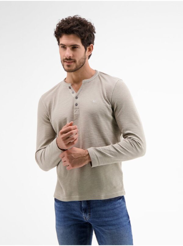 Beige men's T-shirt with buttons LERROS - Men