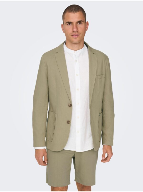 Beige men's blazer with linen blend ONLY & SONS Eve - Men's