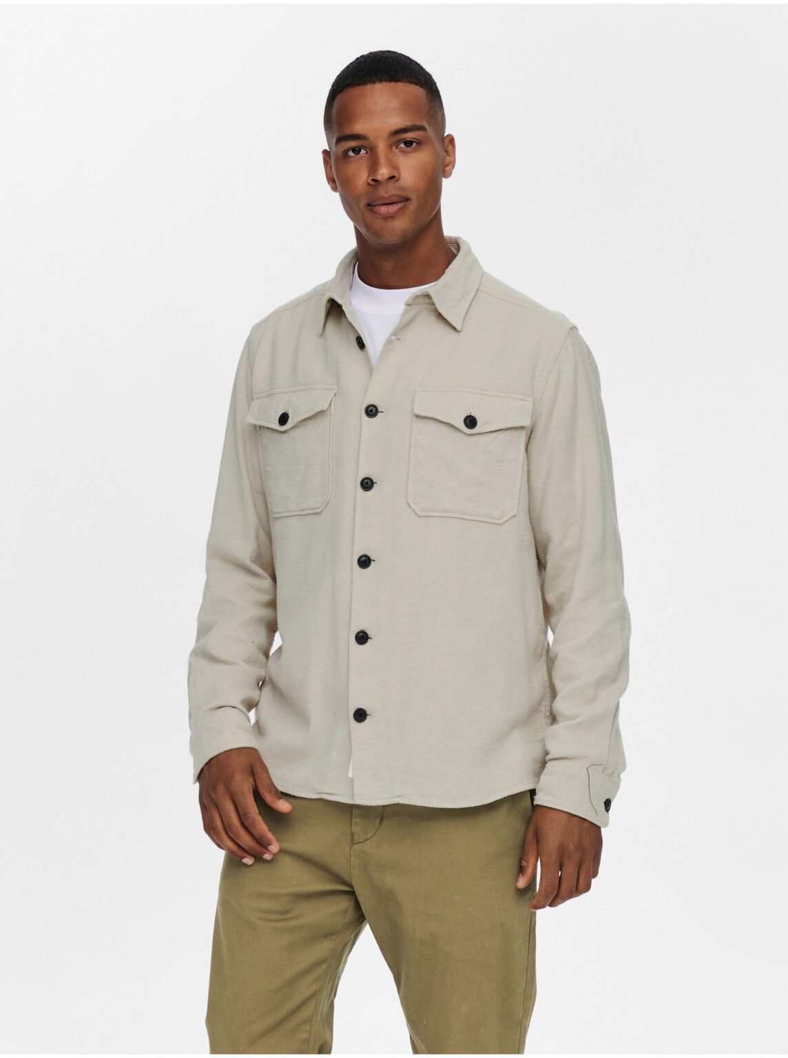 Beige men's shirt with pockets ONLY & SONS Milo - Men's