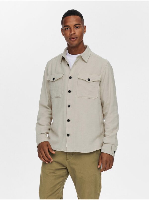 Beige men's shirt with pockets ONLY & SONS Milo - Men's