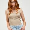 Beige ribbed bodysuit Pieces Kitte - Women's