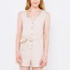 Beige short linen overall CAMAIEU - Ladies