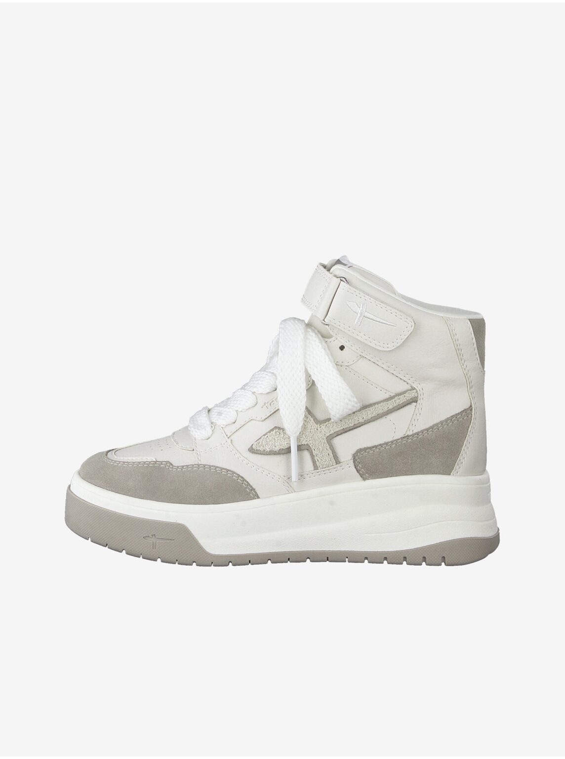 Beige-white leather ankle sneakers Tamaris - Women's