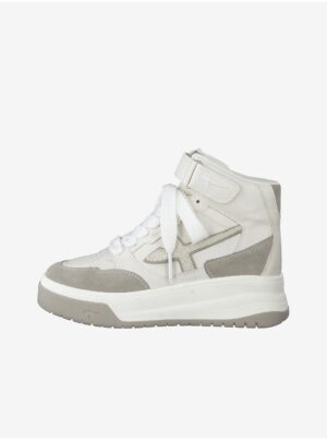 Beige-white leather ankle sneakers Tamaris - Women's