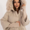 Beige winter jacket with long cuffs