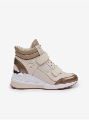 Beige women's leather ankle wedge sneakers Michael Kors Gent - Women's