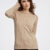 Beige women's patterned T-Shirt AWARE by VERO MODA Gudrun - Women