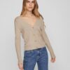 Beige women's ribbed cardigan VILA Comfy - Women's