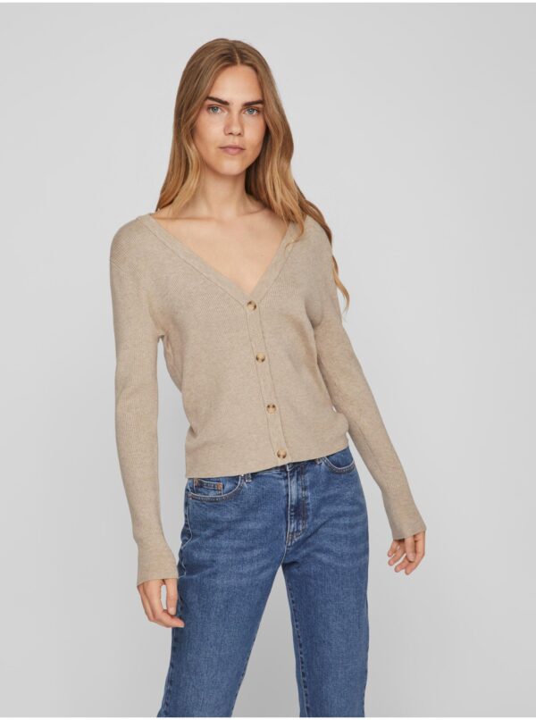 Beige women's ribbed cardigan VILA Comfy - Women's