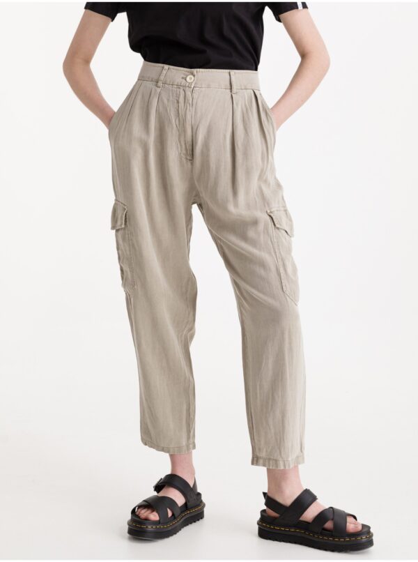Beige women's trousers with linen blend Replay - Women's