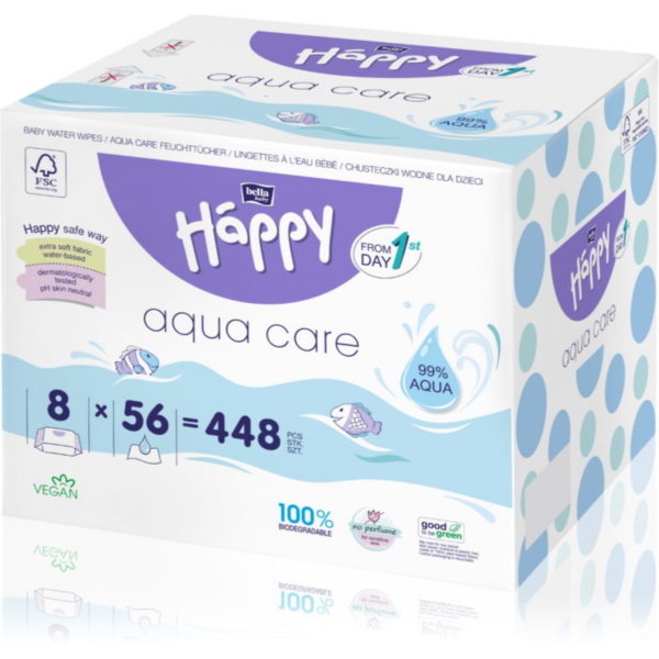 Bella Baby Happy Aqua Care nedves törlőkendő gyerekeknek 8x56 db-Ár