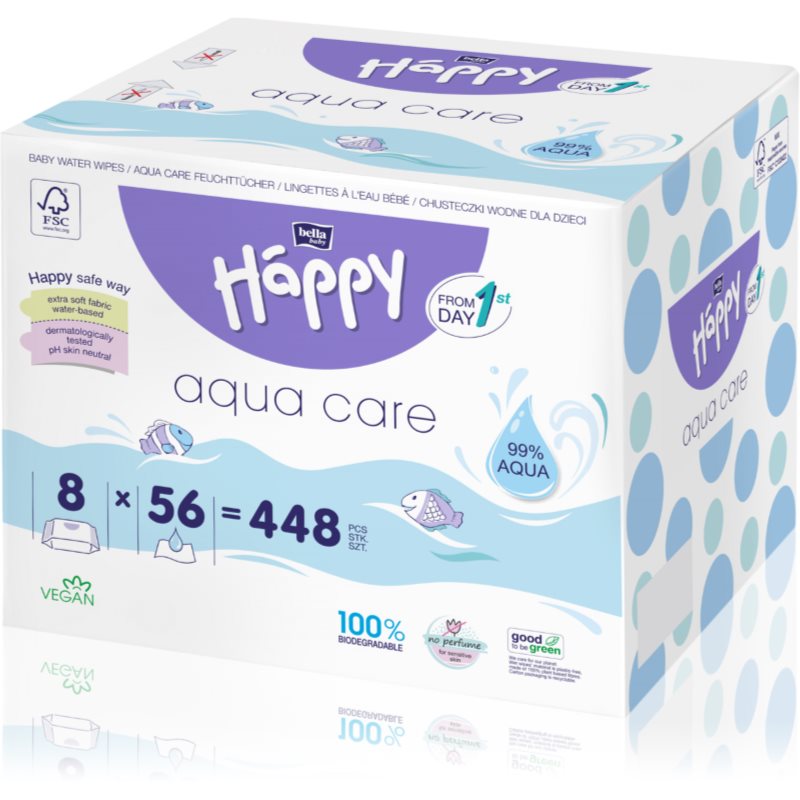 Bella Baby Happy Aqua Care nedves törlőkendő gyerekeknek 8x56 db-Ár