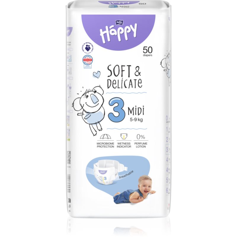 Bella Baby Happy Soft&Delicate Size 3 Midi eldobható pelenkák 5-9 kg 50 db-Ár