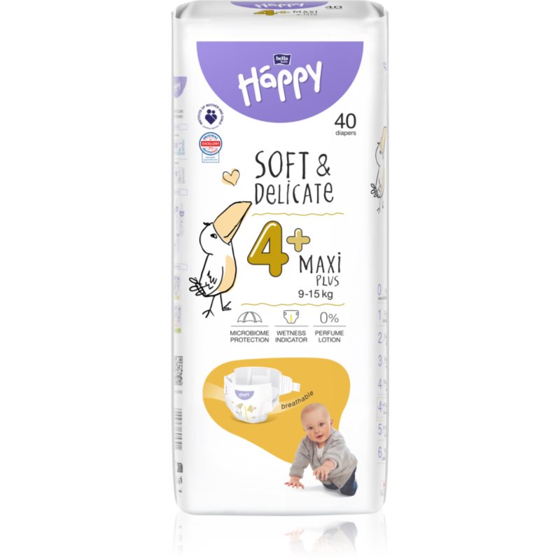 Bella Baby Happy Soft&Delicate Size 4+ Maxi Plus eldobható pelenkák 9-15 kg 40 db-Ár