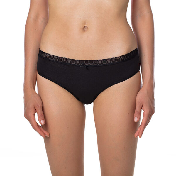 Bellinda FANCY COTTON HIPSTER - Women's Hipster Panties with Lace Hem - Black
