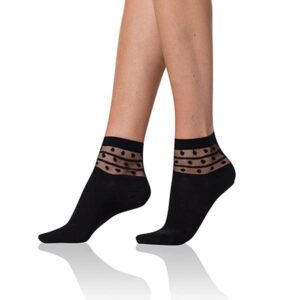 Bellinda TRENDY COTTON SOCKS - Women's Socks with Decorative Hem - Black