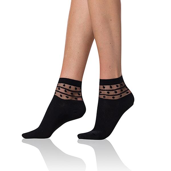 Bellinda TRENDY COTTON SOCKS - Women's Socks with Decorative Hem - Black