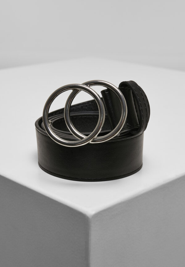 Belt with ring buckle black/silver