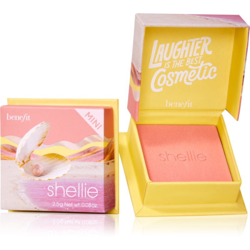Benefit Shellie WANDERful World Mini púderes arcpír árnyalat Warm-seashell pink 2