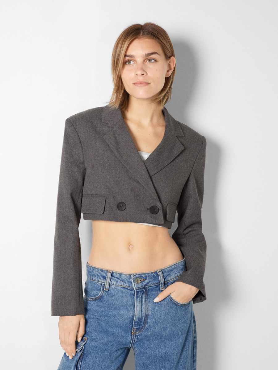 Bershka Blézer  sötétszürke-Hungary