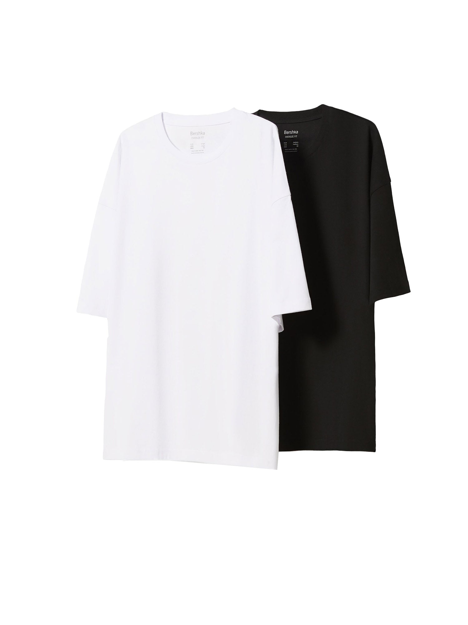 Bershka Póló  fekete / fehér-Hungary