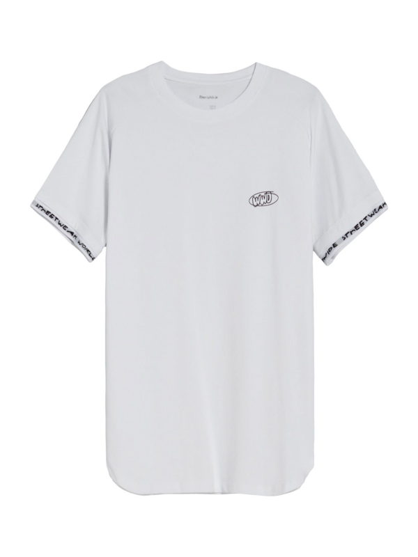 Bershka Póló  világosszürke / fekete / fehér-Hungary