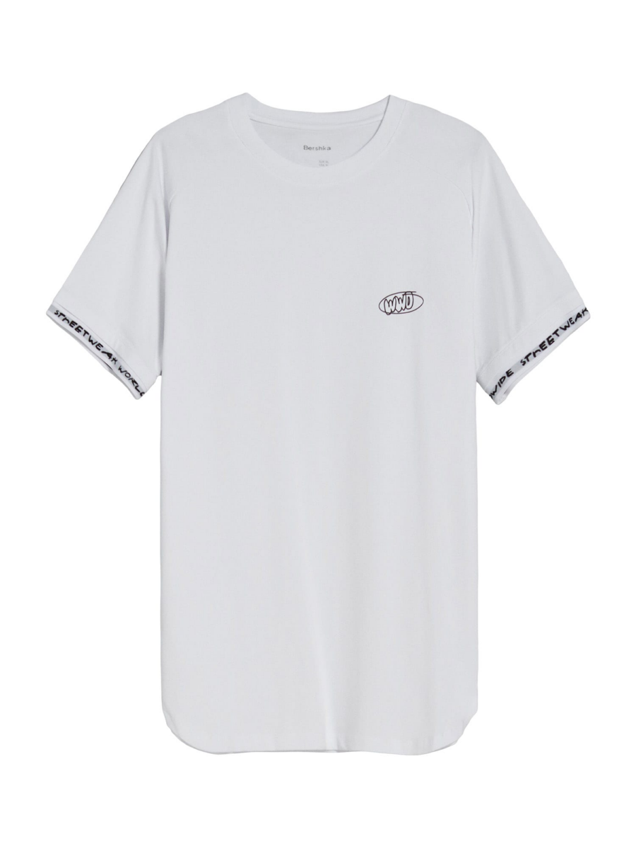Bershka Póló  világosszürke / fekete / fehér-Hungary
