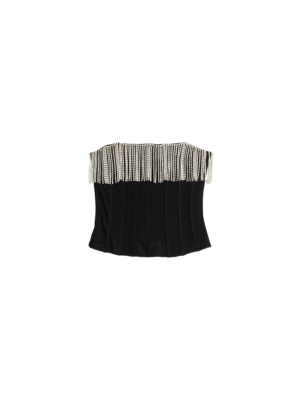 Bershka Top  fekete / fehér-Ár
