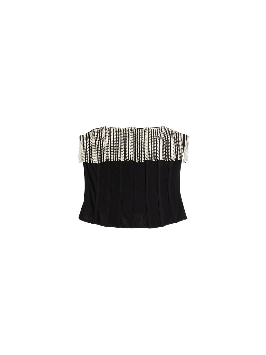 Bershka Top  fekete / fehér-Ár