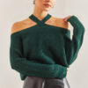 Bianco Lucci Women's Cross-Strap Knitwear Sweater