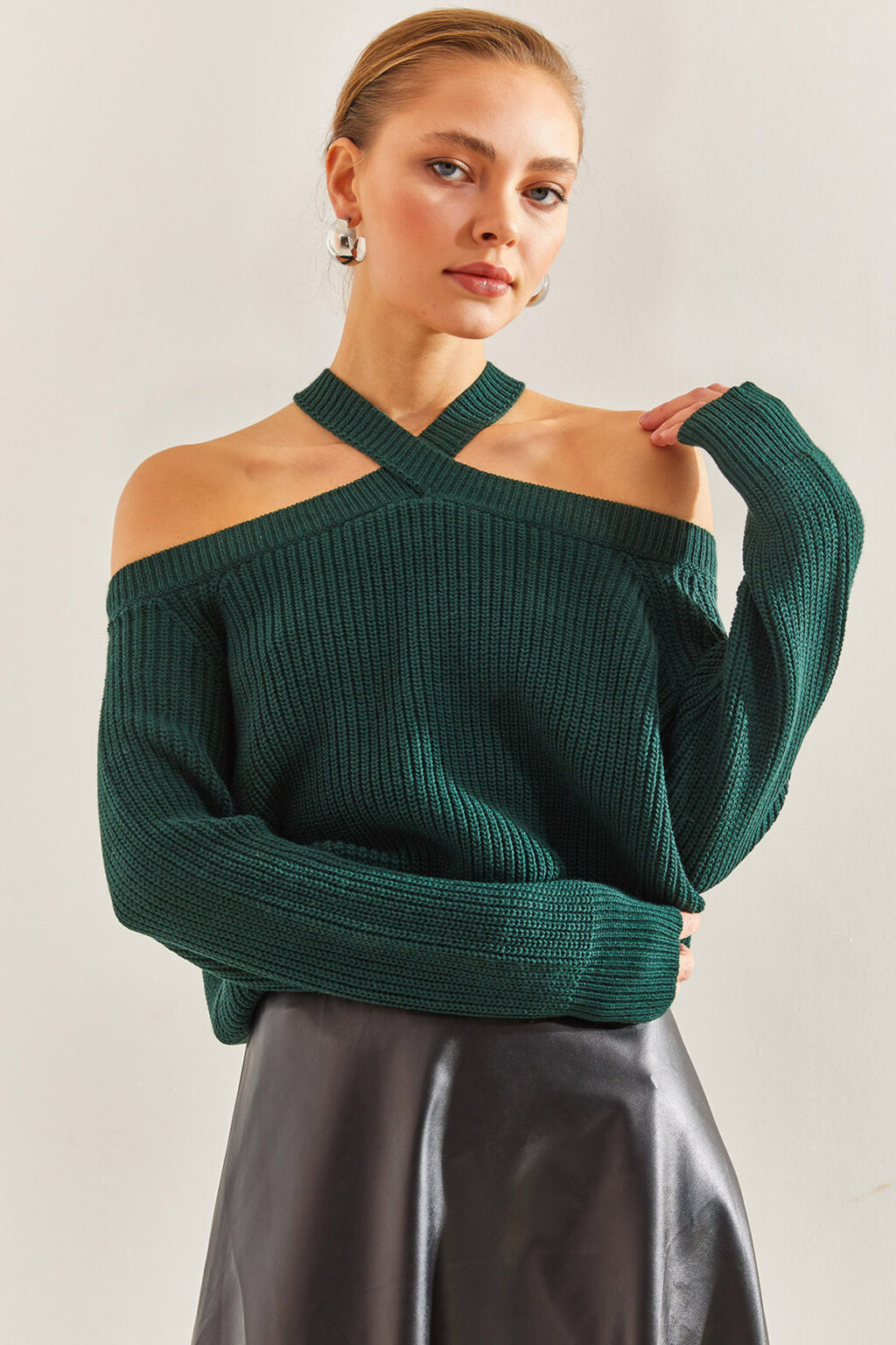 Bianco Lucci Women's Cross-Strap Knitwear Sweater