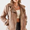 Bianco Lucci Women's Belt Detail Tree Bark Laminated Roder Coat 2336