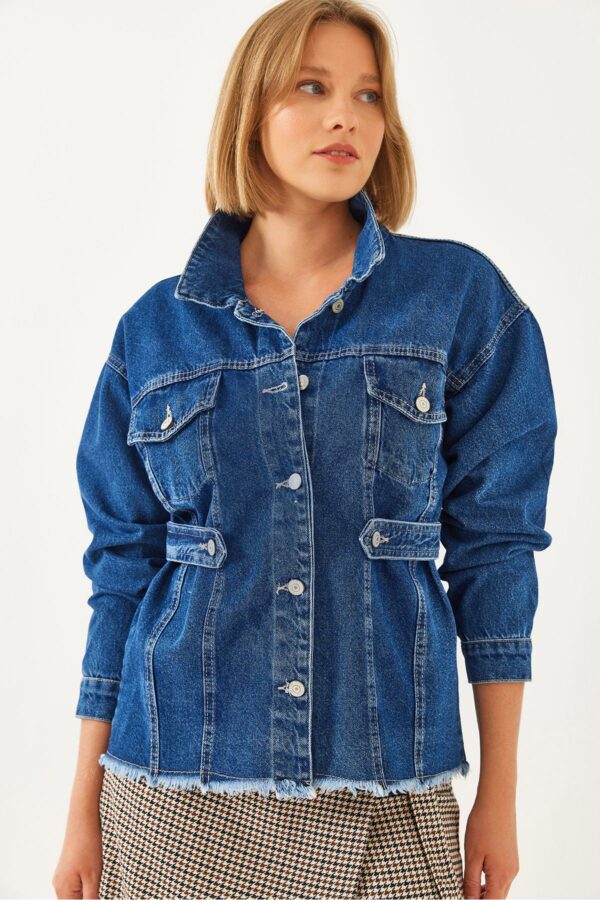 Bianco Lucci Women's Belt Detailed Denim Jacket
