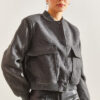 Bianco Lucci Women's Big Pocket Stamp Bomber Jacket