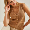 Bianco Lucci Women's Buttoned Patterned Knitwear Vest