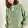 Bianco Lucci Women's Buttonhole Turtleneck Knitwear Sweater