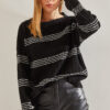 Bianco Lucci Women's Crew Neck Patterned Knitwear Sweater