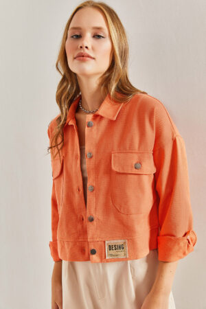 Bianco Lucci Women's Double Pocket Gabardine Jacket