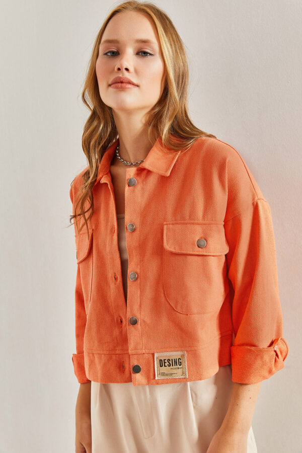 Bianco Lucci Women's Double Pocket Gabardine Jacket