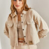 Bianco Lucci Women's Double Pocket Gabardine Jacket