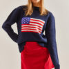 Bianco Lucci Women's Flag Patterned Knitwear Sweater