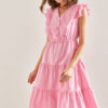 Bianco Lucci Women's Frilly Waist Elastic Buttoned Flared Dress
