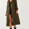 Bianco Lucci Women's Garni Windbreaker Detail Flap Trench Coat 2488