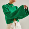 Bianco Lucci Women's Half Fisherman Patterned Crop Sweater