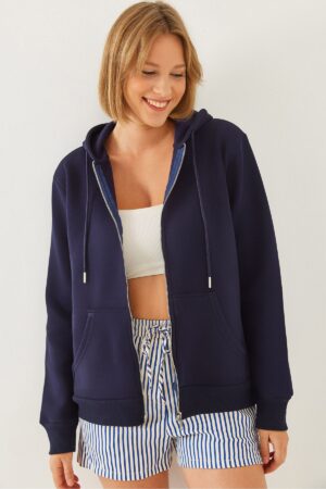 Bianco Lucci Women's Kangaroo Pocket Hooded Cardigan MBHS013