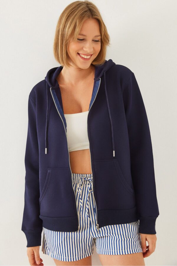 Bianco Lucci Women's Kangaroo Pocket Hooded Cardigan MBHS013