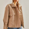 Bianco Lucci Women's Leather Jacket with Double Large Pockets