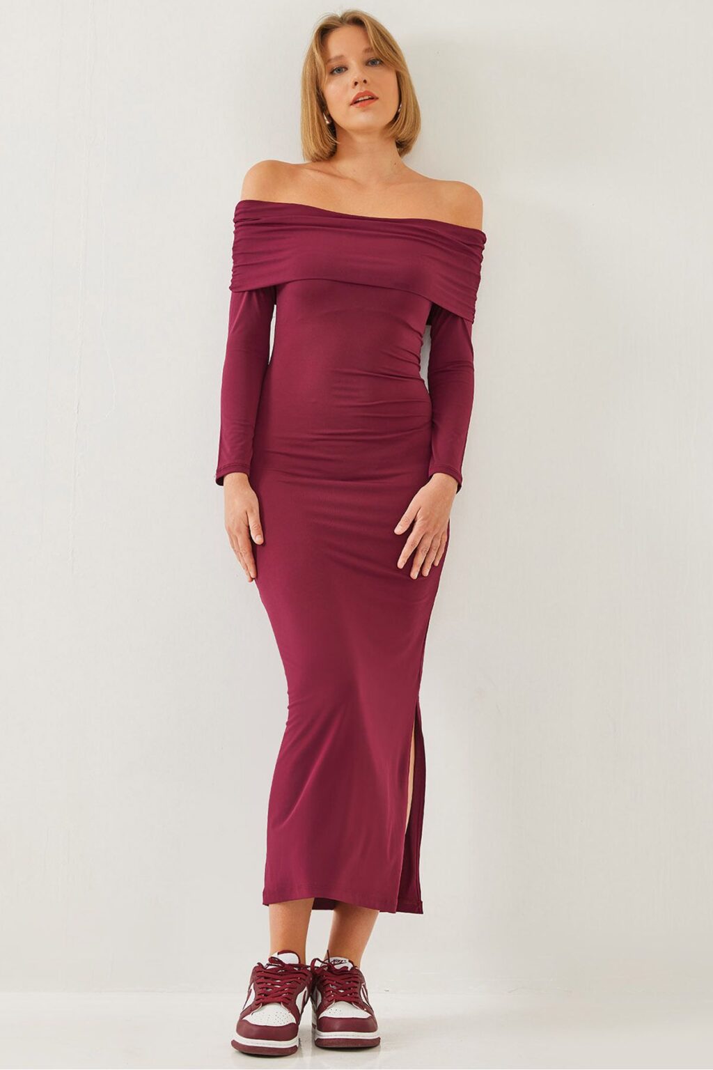 Bianco Lucci Women's Madonna Collar Long Dress 374